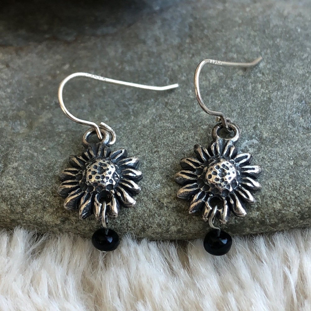 Sunflower Sterling Silver Berry Jewelry Co. Dangle Earrings  (E34) - Picture 3 of 15